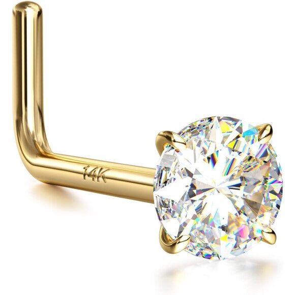 Other - 14K Gold Nose Studs with CZ, Hypoallergenic, 1.5-3MM, Unisex Jewelry